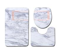 LLHCF Juego de alfombrillas de baño absorbentes y cómodas de fibra de poliéster, ovaladas rectangulares para ambientes húmedos, lavables a máquina, cubierta de inodoro