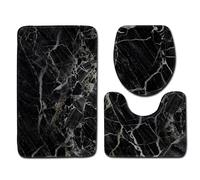 LLHCF Juego de alfombrillas de baño absorbentes y cómodas de fibra de poliéster, ovaladas rectangulares para ambientes húmedos, lavables a máquina, cubierta de inodoro