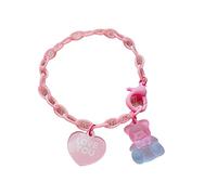 LLHCF Juego de pulseras de cadena acrílica de resina con colgante de oso de dibujos animados y corazón y oso para niñas y mujeres, talla única, como se describe