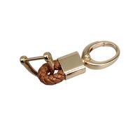 LLHCF Llavero de cuero vintage con anillos vintage, colgante de moda, textura de aleación, adecuado para llaves de coche y accesorios, llavero de cuero con latón, café, M