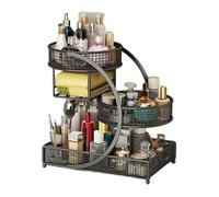 LLHCF Moderno estante de almacenamiento de maquillaje, construcción de metal, organizador de cosméticos para encimeras de baño, estante de exhibición de maquillaje de metal