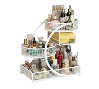 LLHCF Moderno estante de almacenamiento de maquillaje, construcción de metal, organizador de cosméticos para encimeras de baño, estante de exhibición de maquillaje de metal