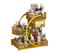 LLHCF Moderno estante de almacenamiento de maquillaje, construcción de metal, organizador de cosméticos para encimeras de baño, estante de exhibición de maquillaje de metal