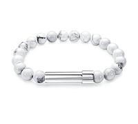 LLHCF Pulsera decorativa de piedra natural de 8 mm, cuentas pulidas, pulsera de moda para mujeres y hombres, tubo de acero inoxidable, piedra natural, cuerda elástica fuerte, San Valentín, Beads