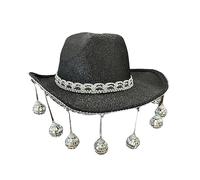 LLHCF Sombrero de vaquero de vacaciones con purpurina, bolas de discoteca, sorpresa para niñas, niños, sombrero de vaquera para carnavales, festivales de música