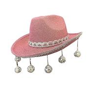 LLHCF Sombrero de vaquero de vacaciones con purpurina, bolas de discoteca, sorpresa para niñas, niños, sombrero de vaquera para carnavales, festivales de música