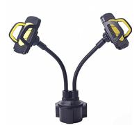 LLHCF Soporte de teléfono para coche, soporte de doble taza, rotación de altura ajustable, con estante
