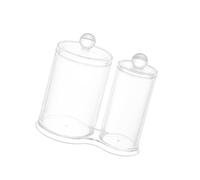 LLHCF Soporte funcional de acrílico transparente para hisopos de algodón con tapas seguras, perfecto para tocador, encimera, baño, almacenamiento moderno, dispensador de hisopos cosméticos acrílicos