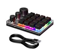 LLHCF Teclado programable USB de 16 teclas con 3 perillas, diseño mecánico de intercambio en caliente, ideal para juegos y uso en la oficina