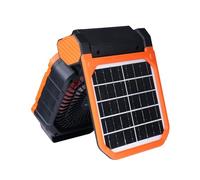LLHCF Ventilador solar de camping con luz LED, 4 velocidades ajustables, temporizador de 3 brújulas, función de brújulas para actividades al aire libre, ventilador portátil recargable con panel solar