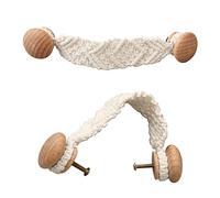 LLHDKF Paquete de 2 pomos de cuerda de estilo bohemio para puerta, con nudo de cuerda, para gabinete, cajón, armario, puerta de muebles, tiradores de madera, tiradores de cajón para armario de cocina,