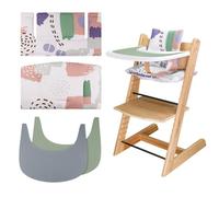 LLHQAMT Cojín para Tripp Trapp, suave y cómodo, funda de asiento de bebé con 2 manteles individuales para silla alta, algodón natural, impresión ligera