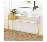 LLHTTDMBDFC Mesa Consola de Entrada de Estilo escandinavo con estantes de Almacenamiento de 2 - Mesa de sofá Multifuncional for Pasillo y Sala de Estar(Gold,120cm)