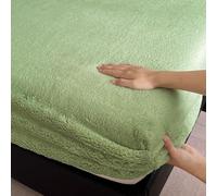 LLIDDAMES Bajera Térmica Terciopelo para Cama Matrimonio- Bajera Pólar Felpa Súper Suave y Acogedora Color Liso Elástica Protector de Colchón para Colchones de hasta 28 cm de Grosor(Green,120x200cm)