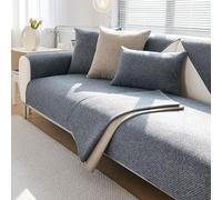 LLIDDAMES Funda Cubre sofá, Fundas de sofá de Algodón y Lino 3 plazas para Perros Gato Protector para Muebles,Fundas Antideslizante Vintage Protector Sofa y Funda Asiento Sofa(Dark Grey,110 * 160cm)