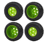 Llillas de Ruedas de Goma de plástico de 4 Piezas con Llantas compatibles para 1 14 Escala Off Road RC Cars como Mojave Grom Mega 380 Piezas de actualización(Green)