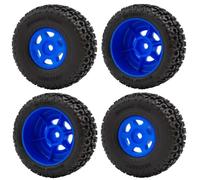 Llillas de Ruedas de Goma de plástico de 4 Piezas con Llantas compatibles para 1 14 Escala Off Road RC Cars como Mojave Grom Mega 380 Piezas de actualización(Blue)
