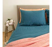 LLinen & Cotton Funda de Almohada Alicia, 100% Lino Lavado a La Piedra - 50 x 70cm (Azul Gasolina)