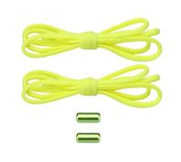 LLINthy 1 par de cordones multiusos que no se atan para un fácil uso y extracción, cordones elásticos para zapatos con cordones de metal sin atar, amarillo fluorescente, Talla única