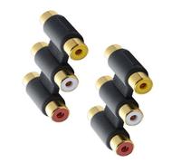 LLINthy 2 adaptadores de acoplador AV chapados en oro para extender videojuegos y cine en casa, cables 3RCA, adaptadores de cable de extensión AV
