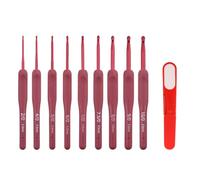 LLINthy 9 ganchos ergonómicos de ganchillo con estuche de almacenamiento y tijeras, aguja de aluminio de 2 mm a 6 mm para principiantes, gancho de aluminio de agarre suave