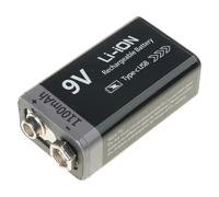 LLINthy Batería recargable de 9 V 6F22 de 800 mAh/1100 mAh con cable tipo C para entusiastas de la electrónica y voltajes más estables