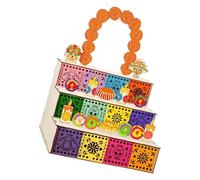 LLINthy Caja conmemorativa artesanal de madera para decoración del hogar con diseño de calavera del día de muertos, decoración de ofrenda cultural hecha a mano