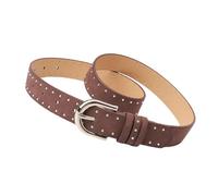 LLINthy Cintura de mezclilla de diseño simple y moderno para mujer, cinturón de cintura tachonado con detalles de hebillas, accesorios, cómodo uso diario, cinturón de cintura para mujer, café, Talla