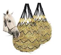 LLINthy Comederos de heno para caballo, bolsa de almacenamiento de heno de gran capacidad para animales grandes, cabras, alpacas, bolsa de red para transportar reducir los residuos de granjas de aves