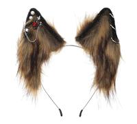 LLINthy Diadema étnica con forma de orejas de lobo con aretes de aleación, decoración para el pelo para adultos, transmisión en vivo, fiesta de Pascua