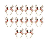 LLINthy Diademas ajustables de cuernos de reno brillantes para niños y adultos, para fiestas de Navidad, cuernos de reno