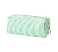 LLINthy Estuche resistente al agua de poliéster a rayas, bolsa de almacenamiento de cosméticos para estudiantes, mujeres, escuela, oficina, viajes, organizador de lápices impermeable, verde a rayas