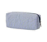 LLINthy Estuche resistente al agua de poliéster a rayas, bolsa de almacenamiento de cosméticos para estudiantes, mujeres, escuela, oficina, viajes, organizador de lápices impermeable, Rayas azul