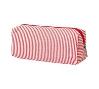 LLINthy Estuche resistente al agua de poliéster a rayas, bolsa de almacenamiento de cosméticos para estudiantes, mujeres, escuela, oficina, viajes, organizador de lápices impermeable, rojo pardo