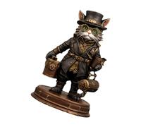 LLINthy Figura de gato inventor de Halloween, pieza de arte con intrincado detalle victoriano para el hogar, oficina, escritorio, estante de exhibición de gatos, adorno coleccionable