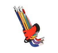 LLINthy Juego de llaves de mano codificadas por colores, llaves hexagonales de varios tamaños, resistentes a la corrosión, aleación de acero, juego de llaves de ahorro de espacio