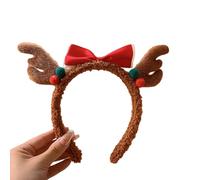 LLINthy MerryChristmas - Diadema de felpa con lazo, cuerno, pinza para el pelo, accesorios para el cabello, accesorios para fiestas