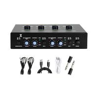 LLINthy Mezclador de micrófono de doble canal, amplificador revertido, funda de metal portátil para el hogar, KTV, eventos al aire libre, mezclador de micrófono doble con efecto reverberado