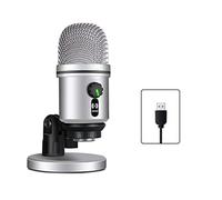 LLINthy Micrófono condensador estéreo USB sin pérdidas JY-U15 con efecto de luz de atmósfera respiratoria y cable USB para juegos, computadora móvil, deportes electrónicos, condensador de transmisión