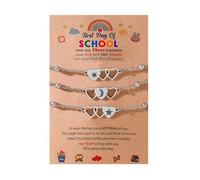 LLINthy Pulsera con colgante de acero inoxidable de longitud ajustable, portátil, para padres e hijos, hecha a mano
