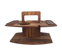 LLINthy Soporte plegable para mesa de vino de camping al aire libre, portátil, bandeja de vino, contenedor de pasteles, mesas de picnic, bandeja plegable de madera, multifuncional