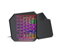 LLINthy Teclados para juegos de una sola mano y cable USB de 40 teclas, RGBs, retroiluminados, ergonómicos, retroalimentación mecánica, teclados de cable USB