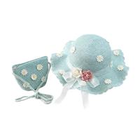 LLiuvccz Juego de sombrero y bolsa de paja de verano para niñas, bonito sombrero de playa de ala ancha con margaritas y bolsa de hombro a juego, Color5, Talla única
