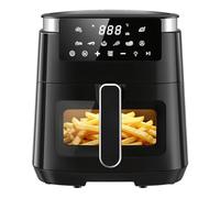 LLIVEKIT Freidora Aire 5,5 L con Función de Mantener Calor, Freidora de Aire con 7 Menús, Air Fryer con 95% Menos de Aceite, Ventanilla Transparente y Luz Interior, 80°C - 200°C, Negro