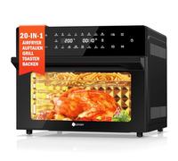 LLIVEKIT Freidora de Aire XXL, Horno 30 L con Asador Giratorio, Horno Freidora sin Aceite con 20 Programas y 9 Accesorios, Air Fryer Pantalla Táctil LED, Convección con Recetas, 1800W, 80°C-230°C