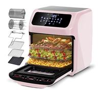 LLIVEKIT Horno Freidora de Aire 12 Litros, Freidora sin Aceite con 12 Funciones, Horno de Freidora de Aire Caliente 360°, con Temporizador hasta 90min, 6 Accesorios y 1 Receta, 1800 W, Rosa