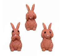 Lljsszr 3 Piezas Conejo de Resina Figuras Decorativas Estatuillas Animales Esculturas Ornamentos Tejido Imitación Ratán Resistente a la Intemperie Oír Callar, Naranj Rojo