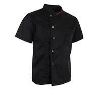 Lljsszr Chaquetas de Manga Corta Lisas, Uniforme de Trabajo para El Servicio de Alimentos para Mujeres Y Hombres, Negro, SG