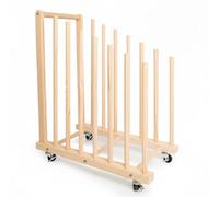 Lljsszr Soporte para Lienzos Estante Organizador Carro Secado Bastidor de Madera con Estructura Abierta y Ruedas Favorece Secado Uniforme Adecuado para Estudio Aula Galería Taller, Style 1