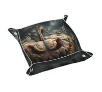 Llkgot Bandeja de almacenamiento de cuero con estampado de calabaza de cuervo, bandeja de cuero de doble cara de PVC de calidad media para un almacenamiento y organización cómodos